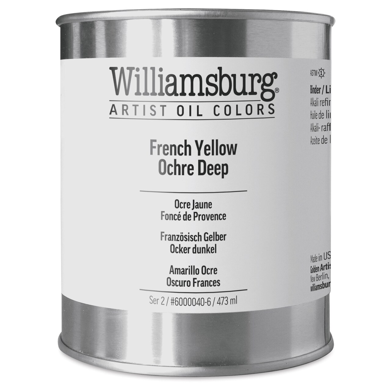 Williamsburg Handmade Oil Paint - French Yellow Ochre Deep, 16 oz can